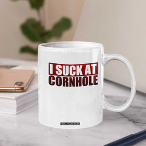 I Suck At Cornhole Coffee Mug Funny Bean Bag Toss Game TS10 Print Your Wear