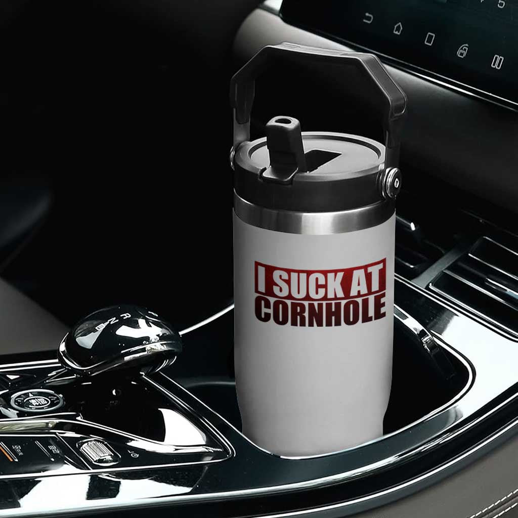 I Suck At Cornhole Flip Straw Tumbler Funny Bean Bag Toss Game TS10 Print Your Wear