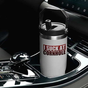 I Suck At Cornhole Flip Straw Tumbler Funny Bean Bag Toss Game TS10 Print Your Wear