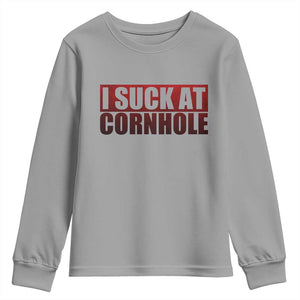 I Suck At Cornhole Youth Sweatshirt Funny Bean Bag Toss Game TS10 Sport Gray Print Your Wear