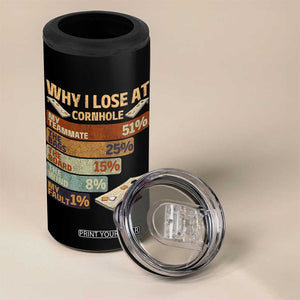 Funny Cornhole Player 4 in 1 Can Cooler Tumbler Retro Why I Lose Game Day Bean Bag Toss Game TS10 Print Your Wear