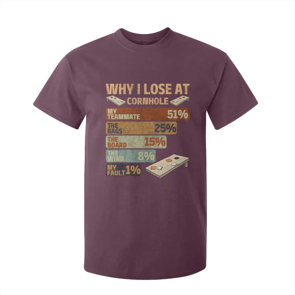 Funny Cornhole Player T Shirt For Kid Retro Why I Lose Game Day Bean Bag Toss Game TS10 Maroon Print Your Wear