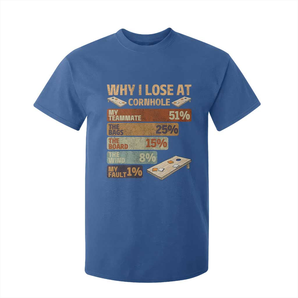 Funny Cornhole Player T Shirt For Kid Retro Why I Lose Game Day Bean Bag Toss Game TS10 Royal Blue Print Your Wear