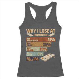 Funny Cornhole Player Racerback Tank Top Retro Why I Lose Game Day Bean Bag Toss Game TS10 Dark Heather Print Your Wear