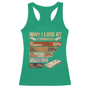 Funny Cornhole Player Racerback Tank Top Retro Why I Lose Game Day Bean Bag Toss Game TS10 Irish Green Print Your Wear