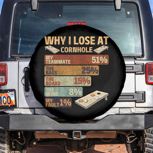 Funny Cornhole Player Spare Tire Cover Retro Why I Lose Game Day Bean Bag Toss Game TS10 No hole Black Print Your Wear