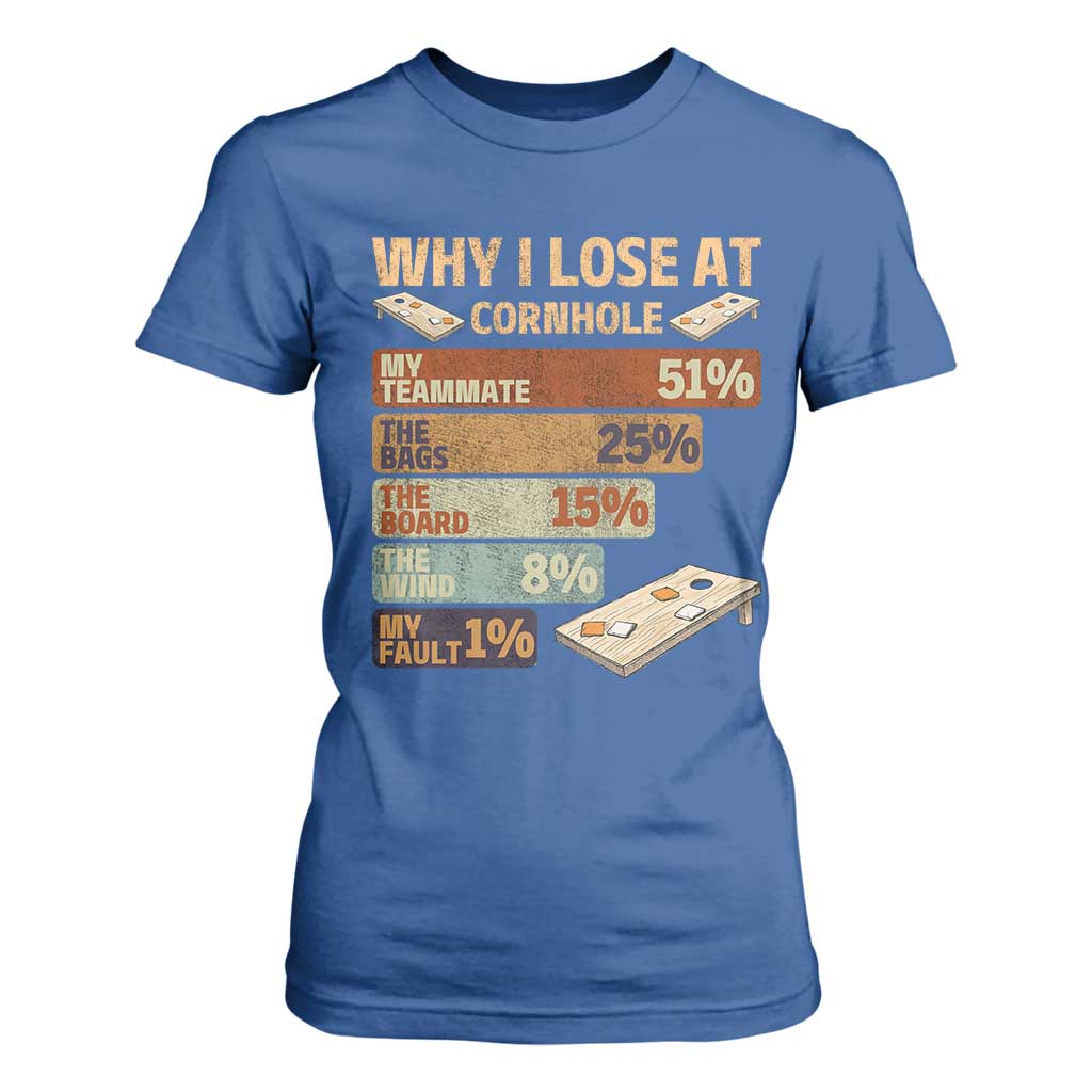 Funny Cornhole Player T Shirt For Women Retro Why I Lose Game Day Bean Bag Toss Game TS10 Royal Blue Print Your Wear