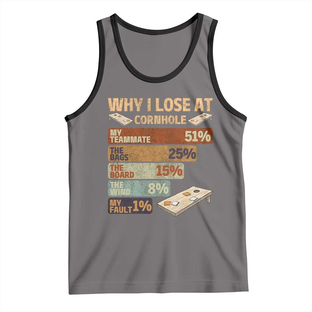 Funny Cornhole Player Tank Top Retro Why I Lose Game Day Bean Bag Toss Game TS10 Deep Heather Black Print Your Wear