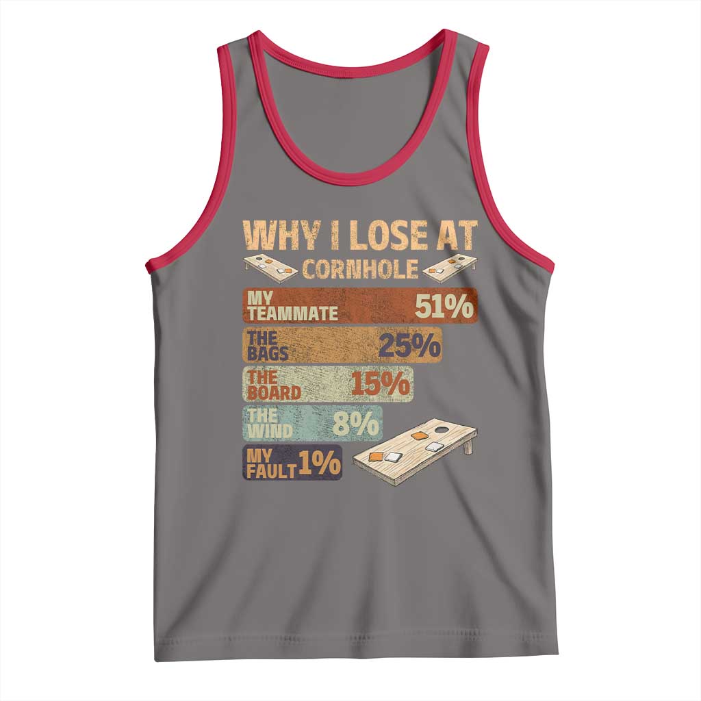 Funny Cornhole Player Tank Top Retro Why I Lose Game Day Bean Bag Toss Game TS10 Deep Heather Red Print Your Wear