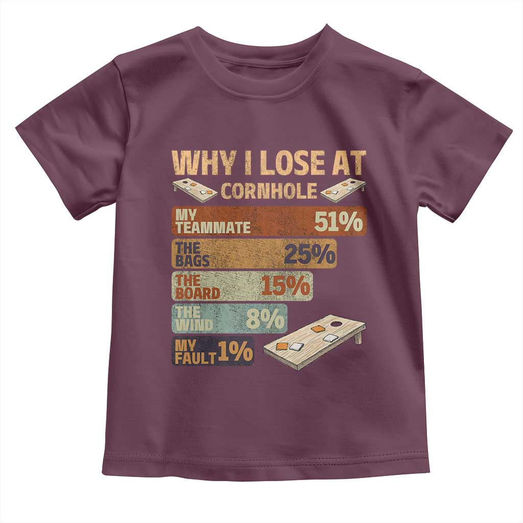 Funny Cornhole Player Toddler T Shirt Retro Why I Lose Game Day Bean Bag Toss Game TS10 Maroon Print Your Wear