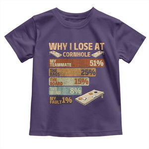 Funny Cornhole Player Toddler T Shirt Retro Why I Lose Game Day Bean Bag Toss Game TS10 Purple Print Your Wear