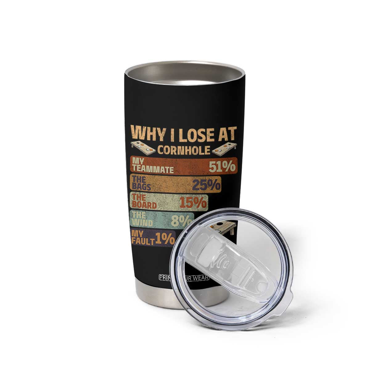 Funny Cornhole Player Tumbler Cup Retro Why I Lose Game Day Bean Bag Toss Game TS10 Print Your Wear