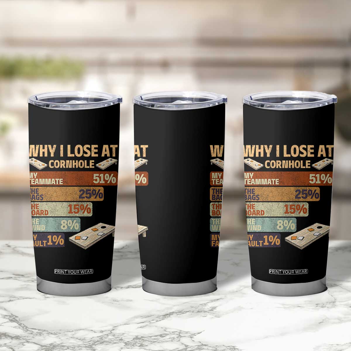 Funny Cornhole Player Tumbler Cup Retro Why I Lose Game Day Bean Bag Toss Game TS10 Print Your Wear