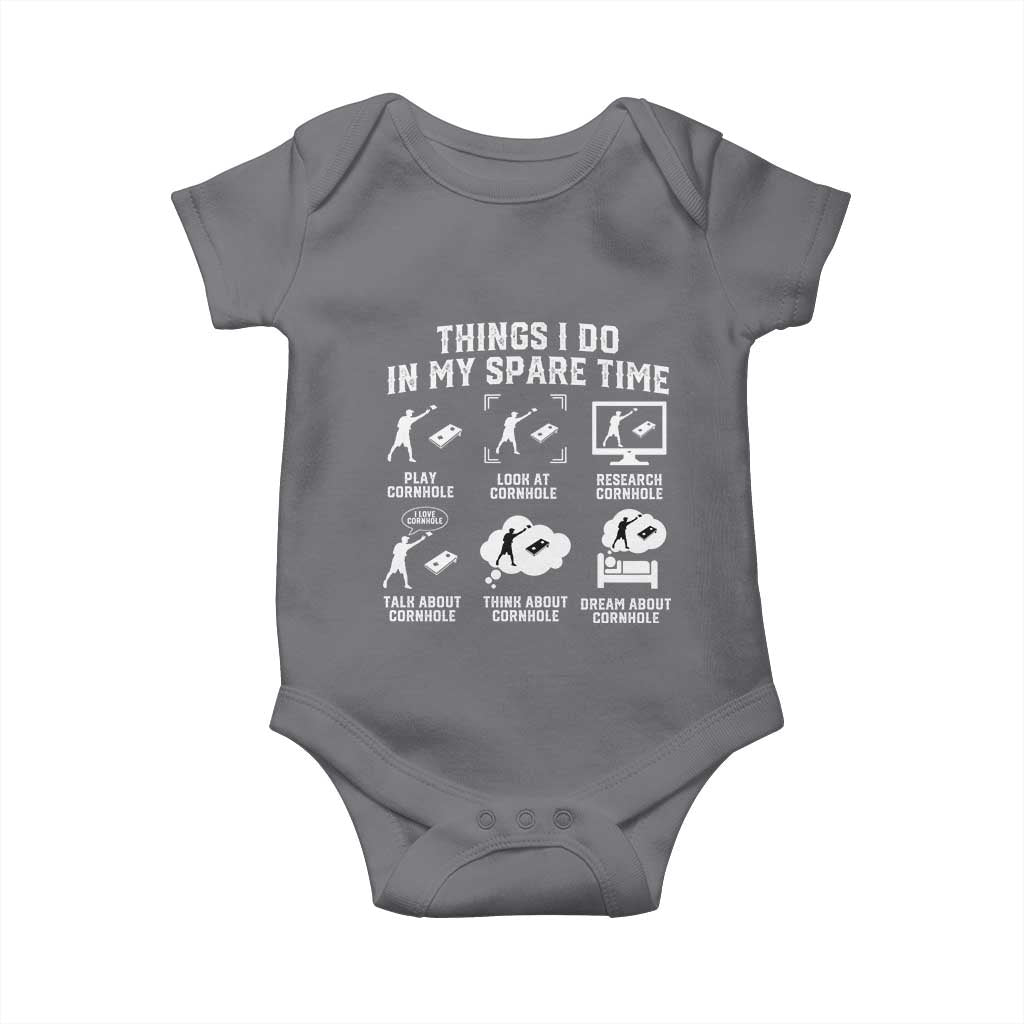 Funny Cornhole Lover Baby Onesie Things I Do In My Spare Time Bean Bag Toss Game TS10 Charcoal Print Your Wear