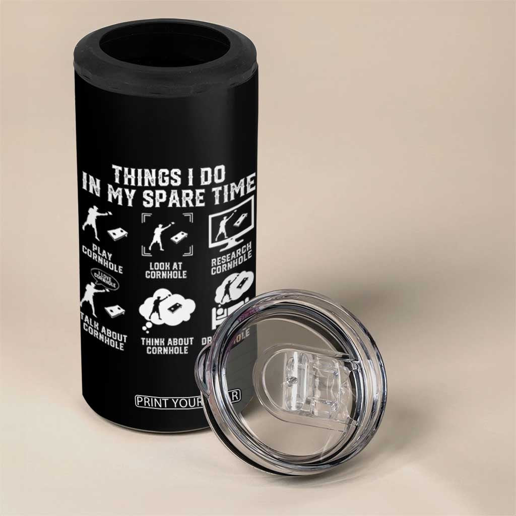 Funny Cornhole Lover 4 in 1 Can Cooler Tumbler Things I Do In My Spare Time Bean Bag Toss Game TS10 Print Your Wear