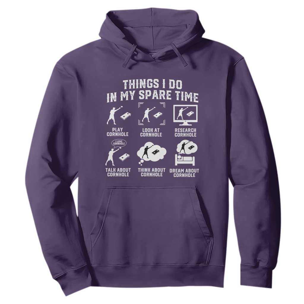 Funny Cornhole Lover Hoodie Things I Do In My Spare Time Bean Bag Toss Game TS10 Purple Print Your Wear
