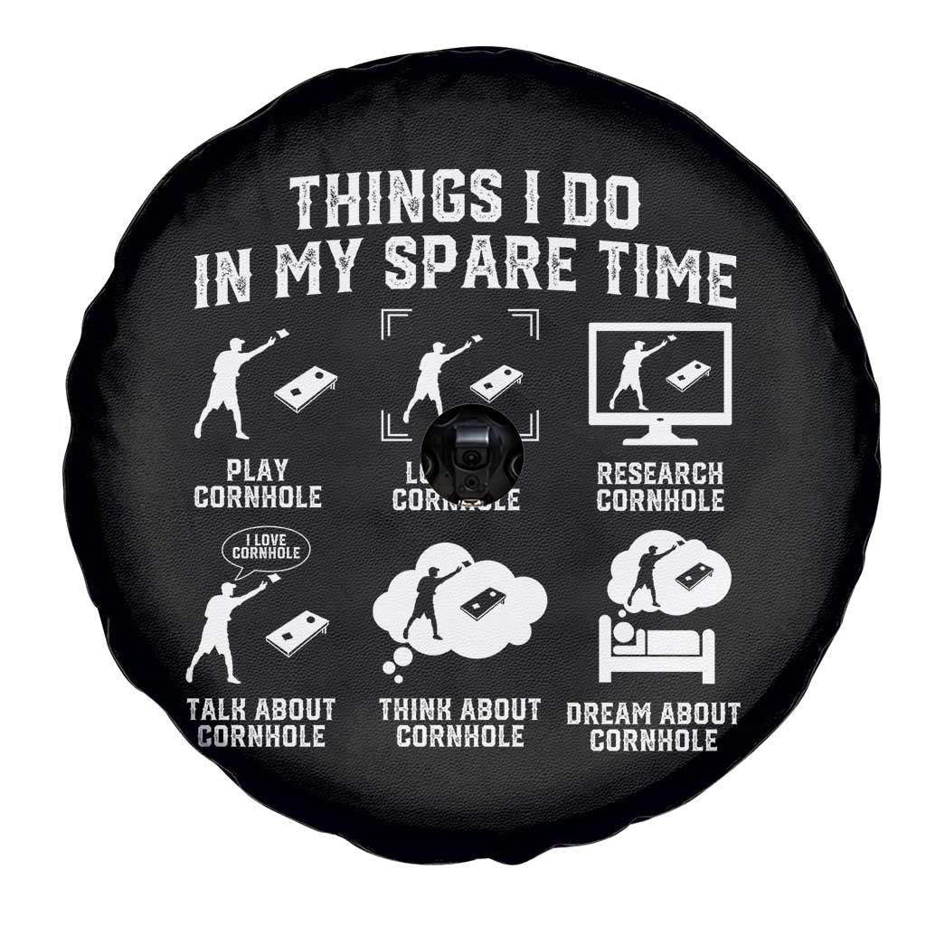 Funny Cornhole Lover Spare Tire Cover Things I Do In My Spare Time Bean Bag Toss Game TS10 Print Your Wear