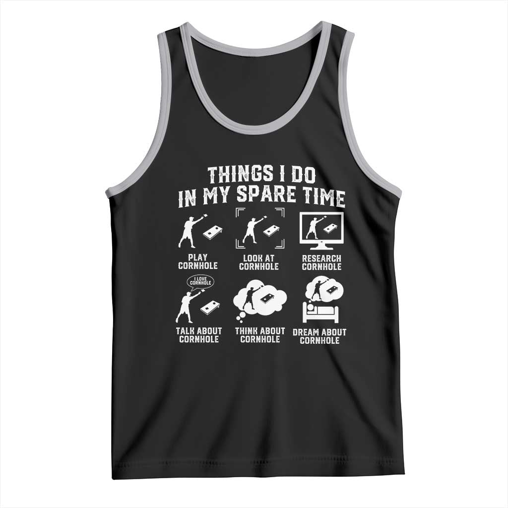 Funny Cornhole Lover Tank Top Things I Do In My Spare Time Bean Bag Toss Game TS10 Black Athletic Heather Print Your Wear