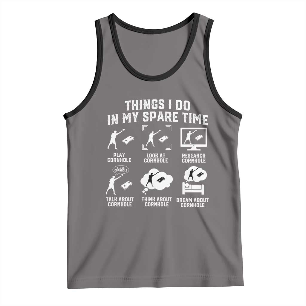 Funny Cornhole Lover Tank Top Things I Do In My Spare Time Bean Bag Toss Game TS10 Deep Heather Black Print Your Wear
