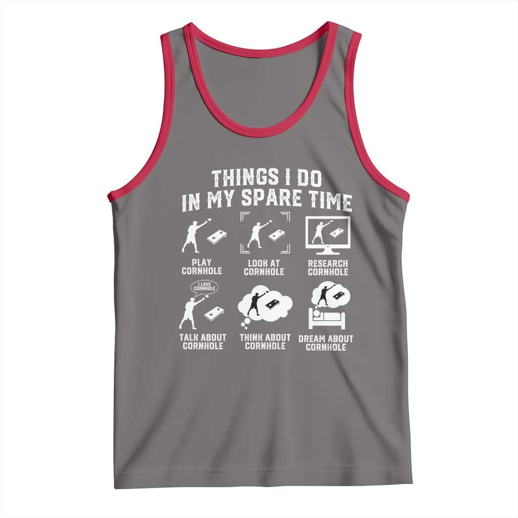 Funny Cornhole Lover Tank Top Things I Do In My Spare Time Bean Bag Toss Game TS10 Deep Heather Red Print Your Wear