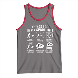 Funny Cornhole Lover Tank Top Things I Do In My Spare Time Bean Bag Toss Game TS10 Deep Heather Red Print Your Wear