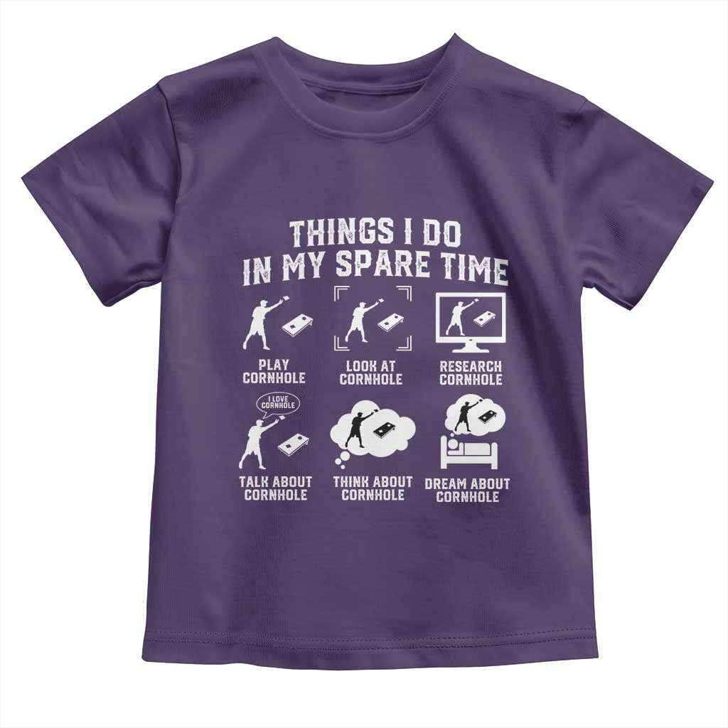 Funny Cornhole Lover Toddler T Shirt Things I Do In My Spare Time Bean Bag Toss Game TS10 Purple Print Your Wear