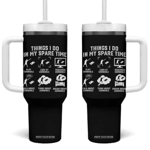 Funny Cornhole Lover Tumbler With Handle Things I Do In My Spare Time Bean Bag Toss Game TS10 One Size: 40 oz Black Print Your Wear