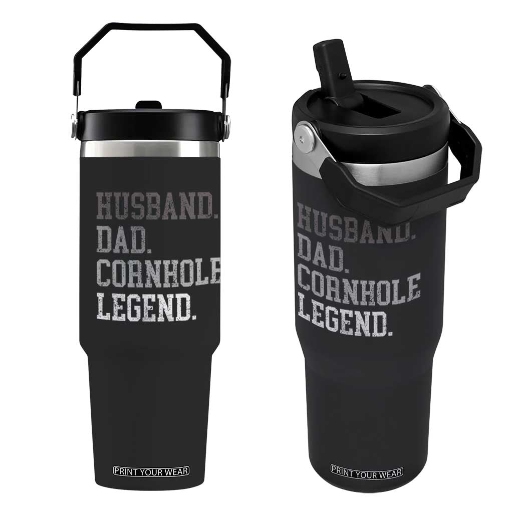 Husband Dad Cornhole Legend Flip Straw Tumbler Vintage Funny Birthday for Dad Fathers Day TS10 One Size: 30 oz Black Print Your Wear