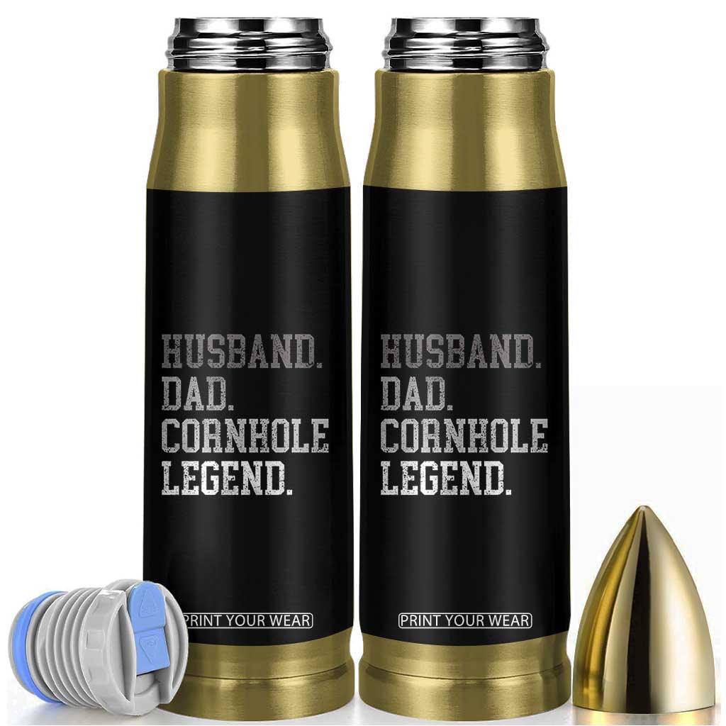 Husband Dad Cornhole Legend Bullet Tumbler Vintage Funny Birthday for Dad Fathers Day TS10 Black Print Your Wear