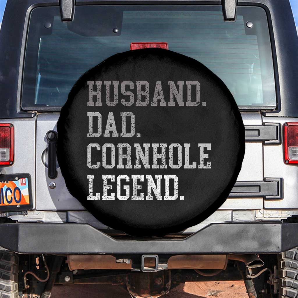Husband Dad Cornhole Legend Spare Tire Cover Vintage Funny Birthday for Dad Fathers Day TS10 No hole Black Print Your Wear