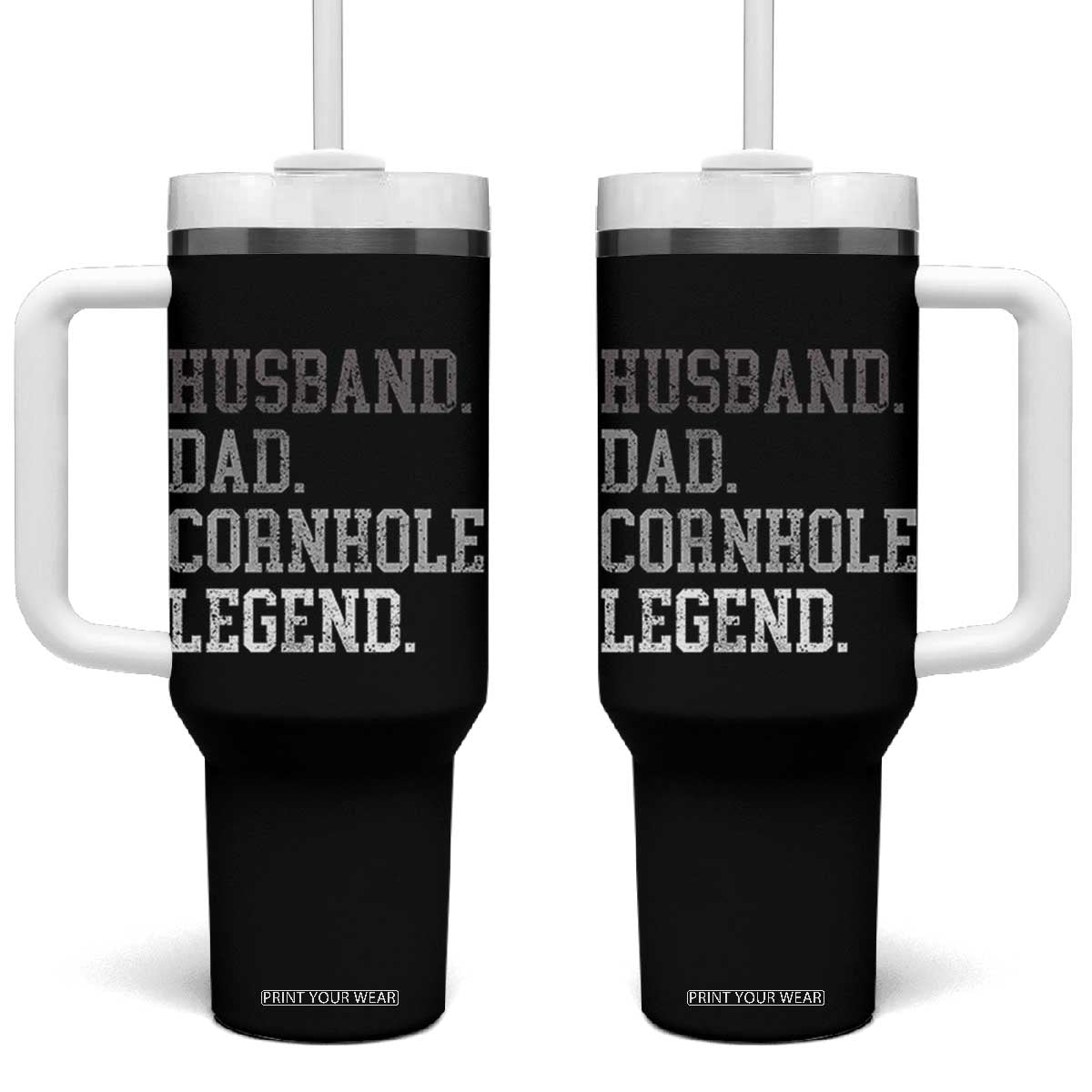 Husband Dad Cornhole Legend Tumbler With Handle Vintage Funny Birthday for Dad Fathers Day TS10 One Size: 40 oz Black Print Your Wear