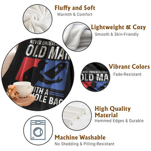 Funny Cornhole Player Throw Blanket Never Underestimate An Old Man With A Cornhole Bag TS10 Print Your Wear