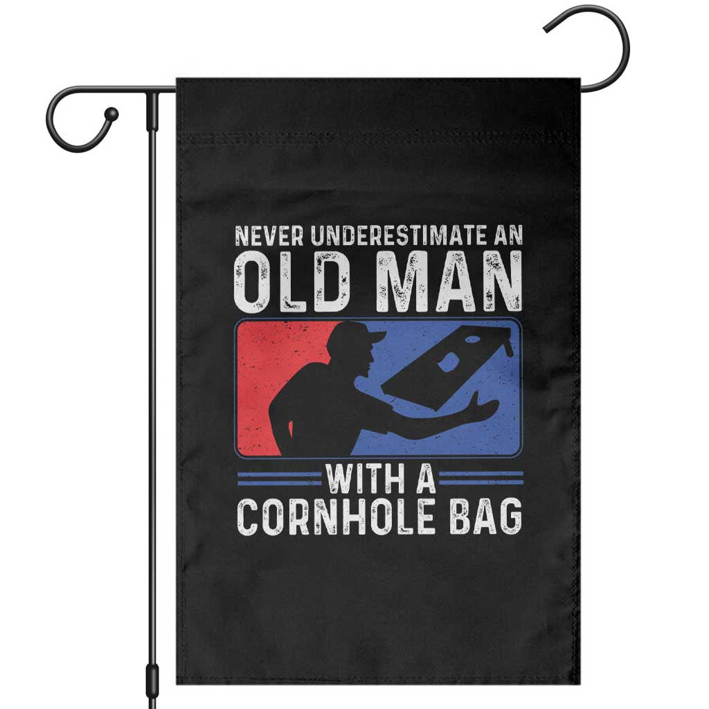 Funny Cornhole Player Garden Flag Never Underestimate An Old Man With A Cornhole Bag TS10 Black Print Your Wear
