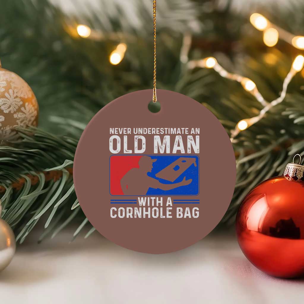 Funny Cornhole Player Ceramic Ornament Never Underestimate An Old Man With A Cornhole Bag TS10 1pc Mocha Print Your Wear