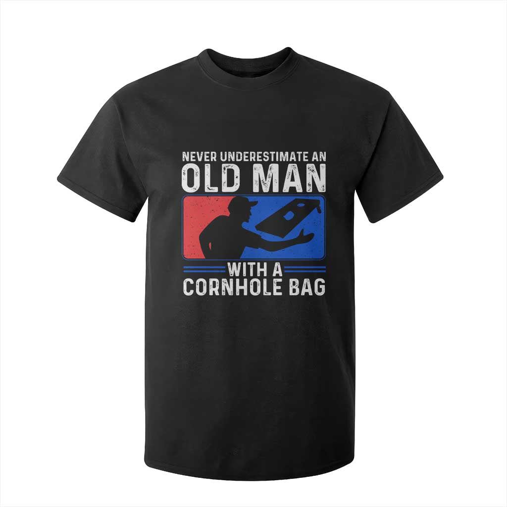 Funny Cornhole Player T Shirt For Kid Never Underestimate An Old Man With A Cornhole Bag TS10 Black Print Your Wear