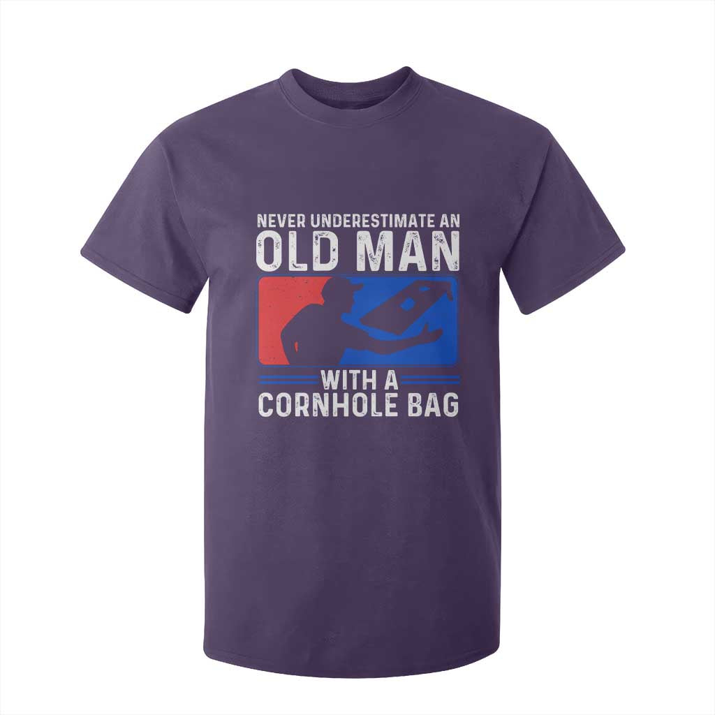 Funny Cornhole Player T Shirt For Kid Never Underestimate An Old Man With A Cornhole Bag TS10 Purple Print Your Wear