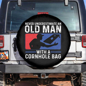 Funny Cornhole Player Spare Tire Cover Never Underestimate An Old Man With A Cornhole Bag TS10 No hole Black Print Your Wear