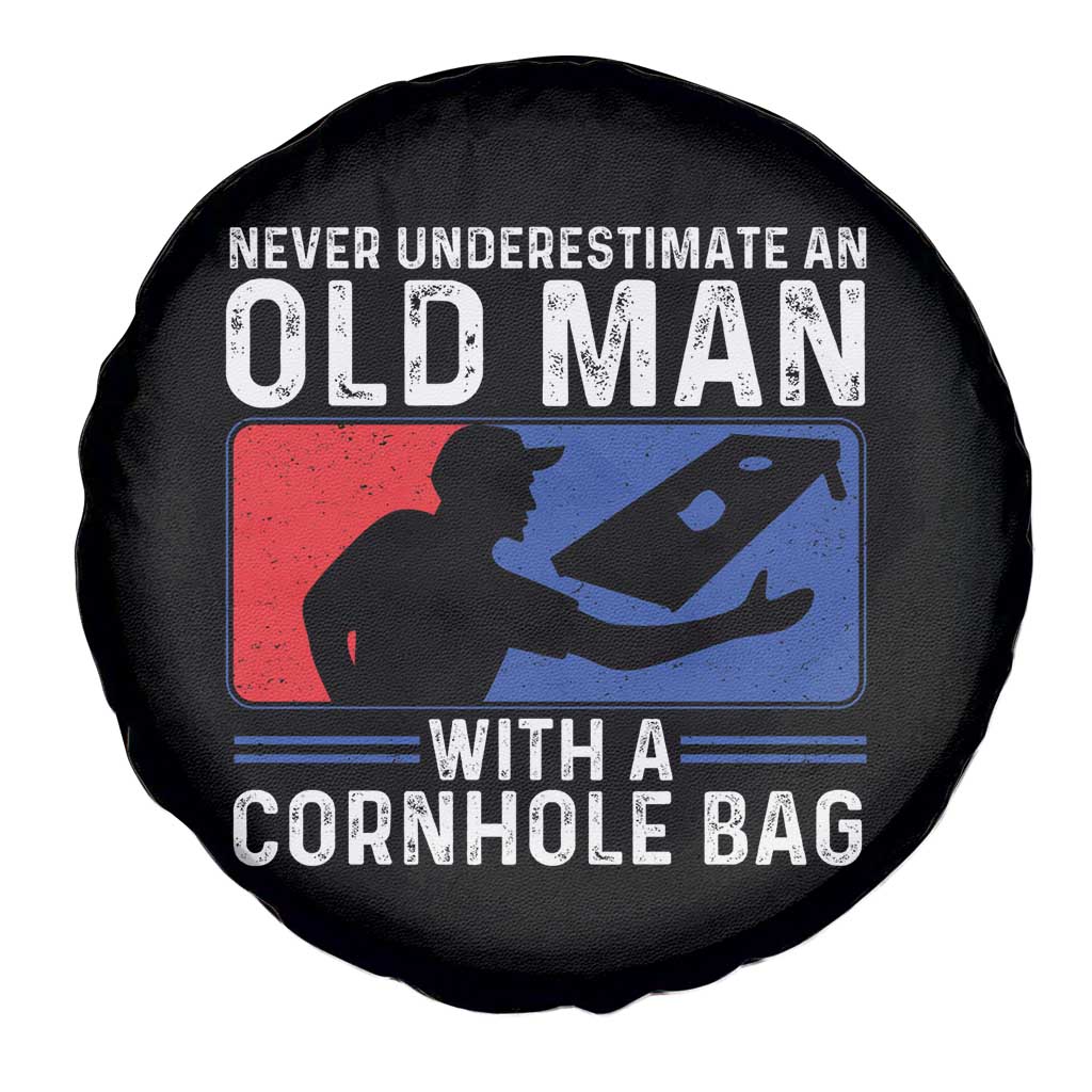 Funny Cornhole Player Spare Tire Cover Never Underestimate An Old Man With A Cornhole Bag TS10 Print Your Wear