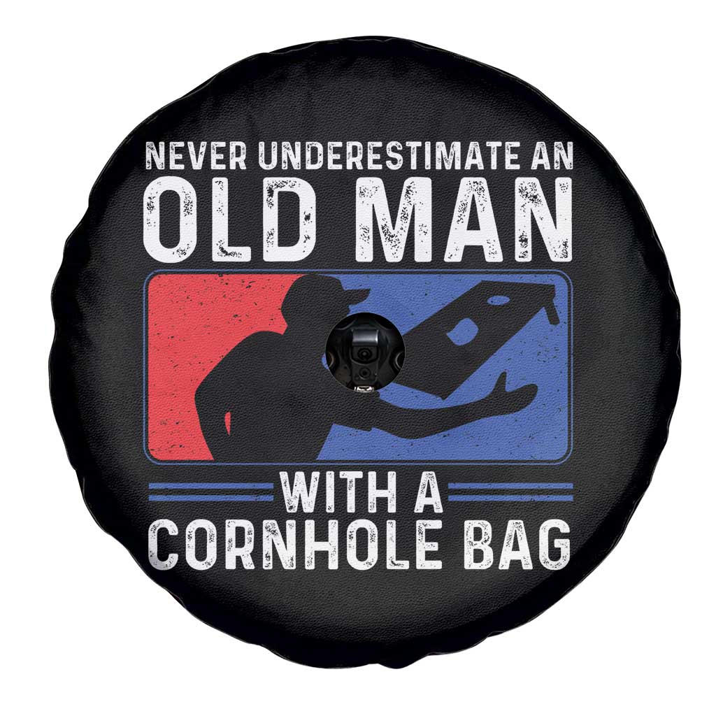 Funny Cornhole Player Spare Tire Cover Never Underestimate An Old Man With A Cornhole Bag TS10 Print Your Wear