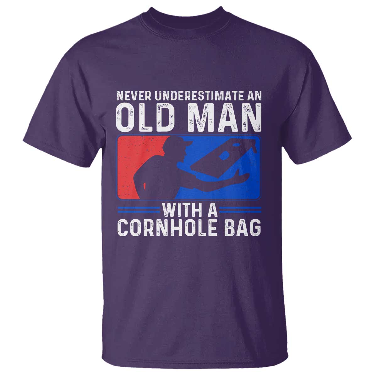 Funny Cornhole Player T Shirt Never Underestimate An Old Man With A Cornhole Bag TS10 Purple Print Your Wear