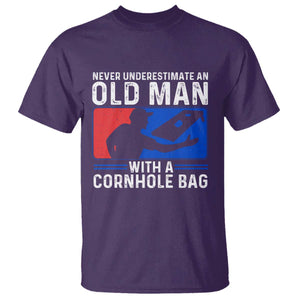 Funny Cornhole Player T Shirt Never Underestimate An Old Man With A Cornhole Bag TS10 Purple Print Your Wear