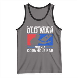 Funny Cornhole Player Tank Top Never Underestimate An Old Man With A Cornhole Bag TS10 Deep Heather Black Print Your Wear
