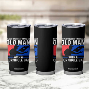 Funny Cornhole Player Tumbler Cup Never Underestimate An Old Man With A Cornhole Bag TS10 Print Your Wear