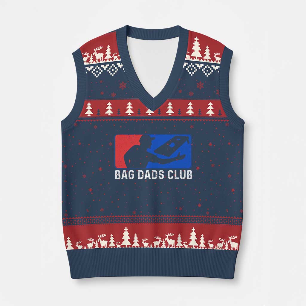 Funny Cornhole Bag Dads Club V-Neck Knit Sweater Vest TS10 Navy Red Print Your Wear