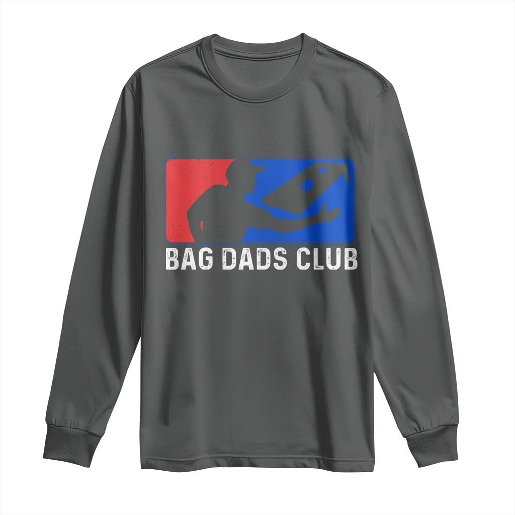 Funny Cornhole Bag Dads Club Long Sleeve Shirt TS10 Dark Heather Print Your Wear