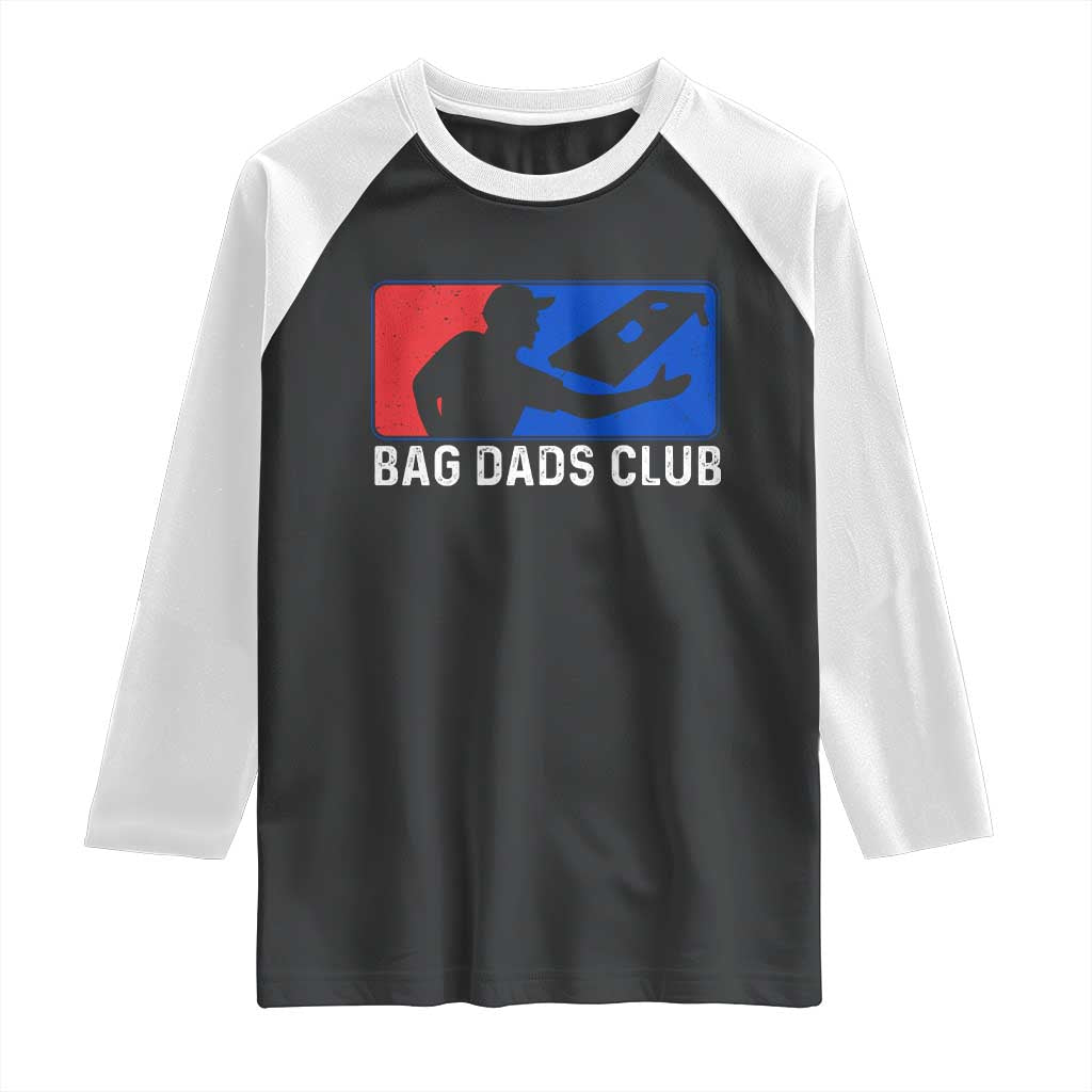 Funny Cornhole Bag Dads Club Raglan Shirt TS10 Black White Print Your Wear