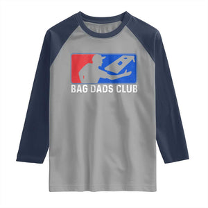 Funny Cornhole Bag Dads Club Raglan Shirt TS10 Sport Gray Navy Print Your Wear