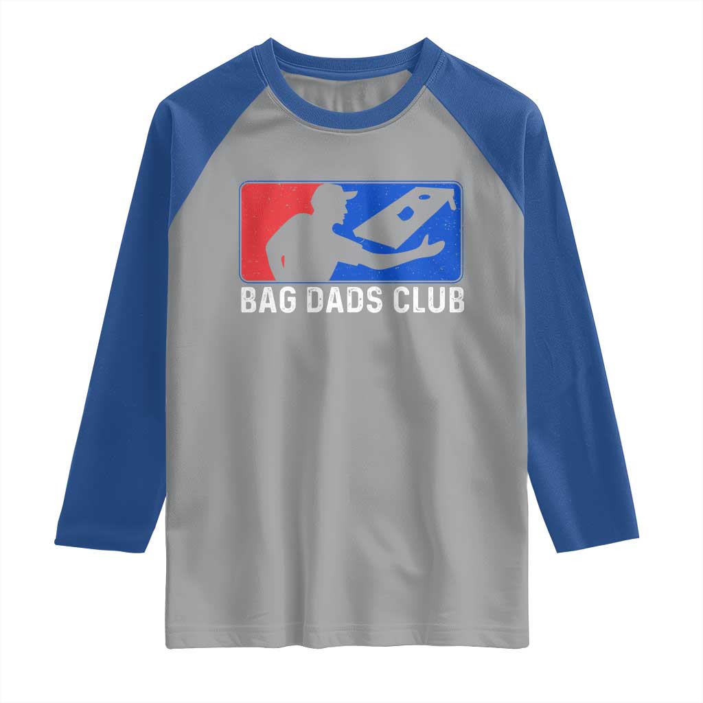 Funny Cornhole Bag Dads Club Raglan Shirt TS10 Sport Gray Royal Print Your Wear