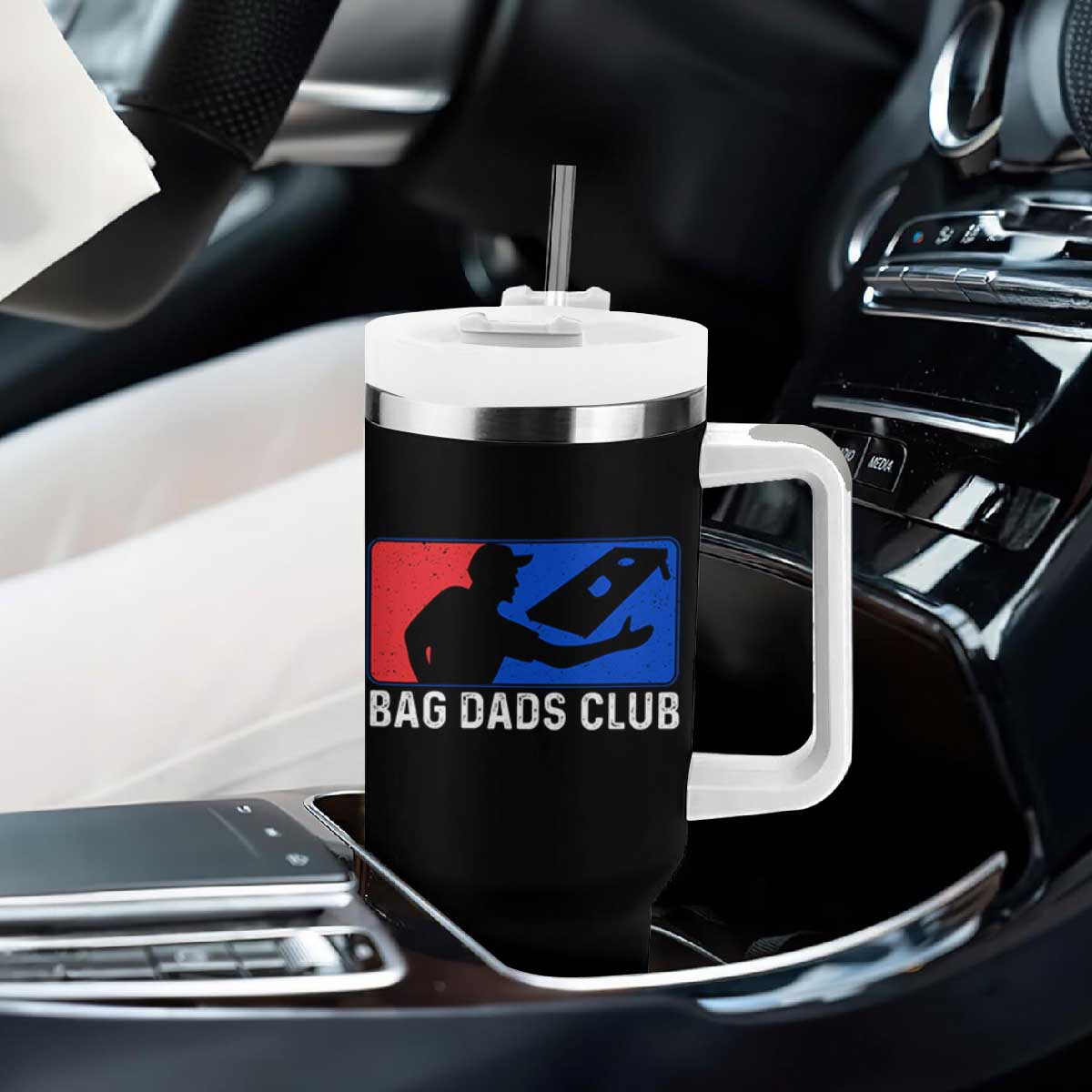 Funny Cornhole Bag Dads Club Tumbler With Handle TS10 Print Your Wear