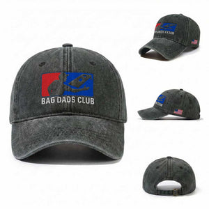 Funny Cornhole Bag Dads Club Washed Cotton Baseball Cap TS10 Washed Cap Universal Fit Dark Green Print Your Wear